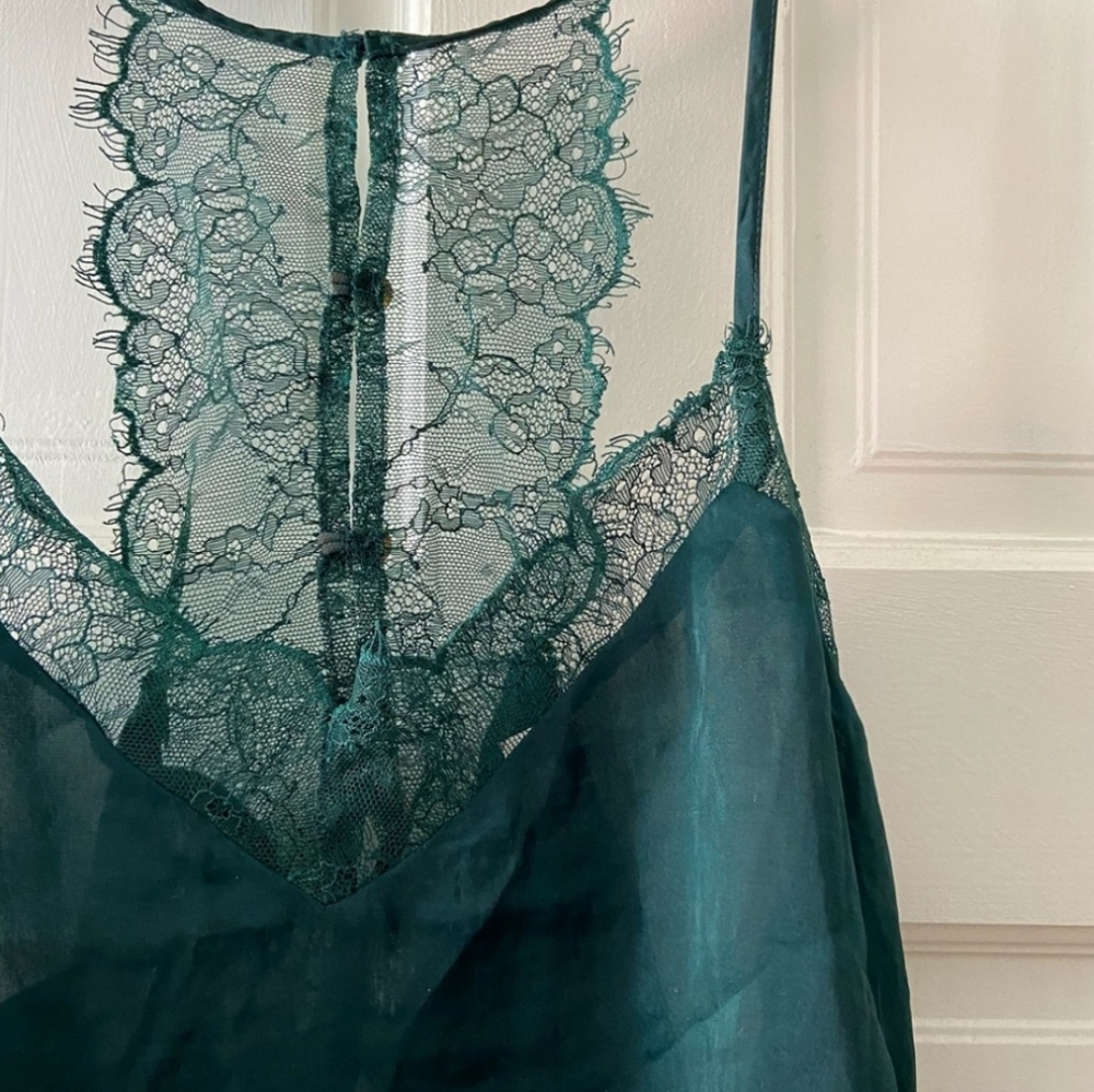 Elegant Lace Trim Teal Top